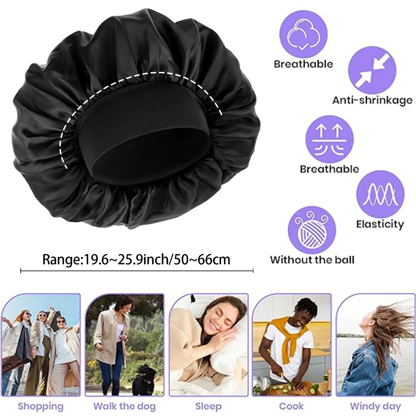 Elastic Satin Sleeping Hair Bonnet