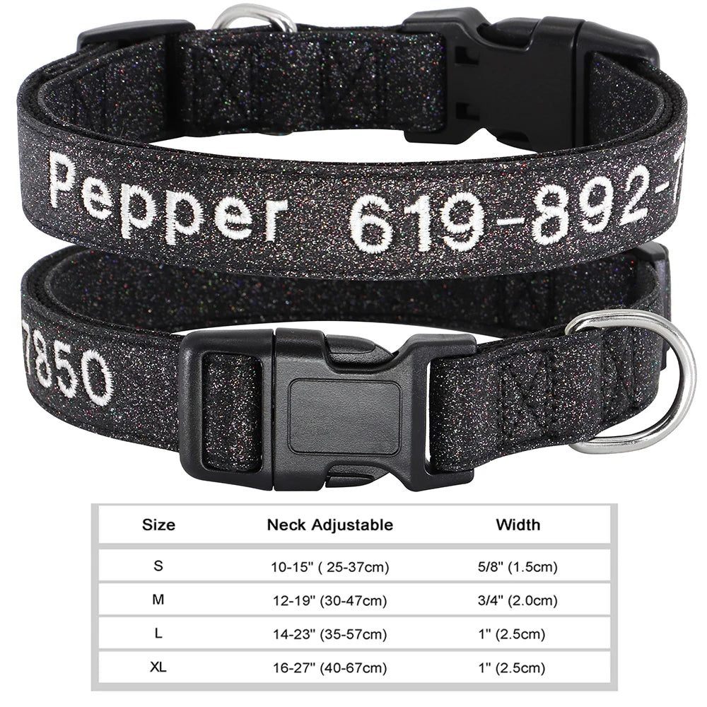 Dog Adjustable Nylon Embroidered Collar
