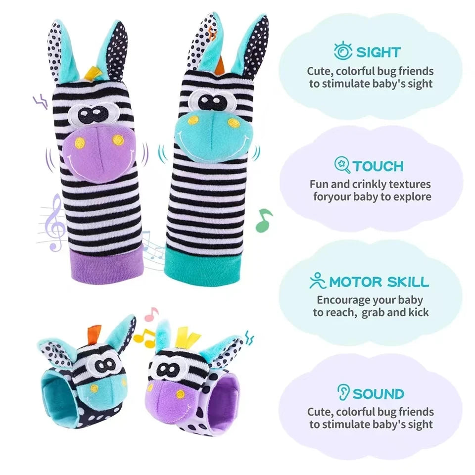 4pcs Baby Rattle Foot Finder Socks Toy