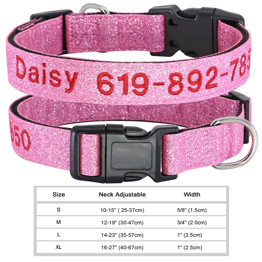Dog Adjustable Nylon Embroidered Collar