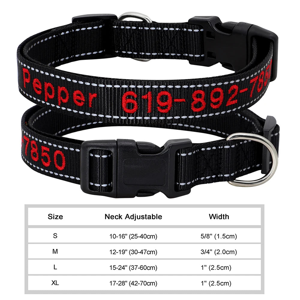 Dog Adjustable Nylon Embroidered Collar