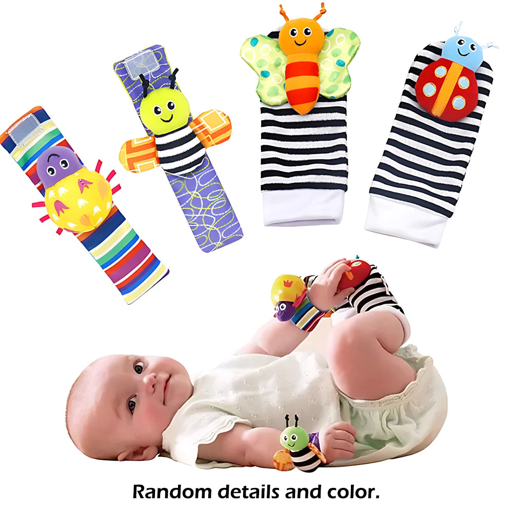 4pcs Baby Rattle Foot Finder Socks Toy
