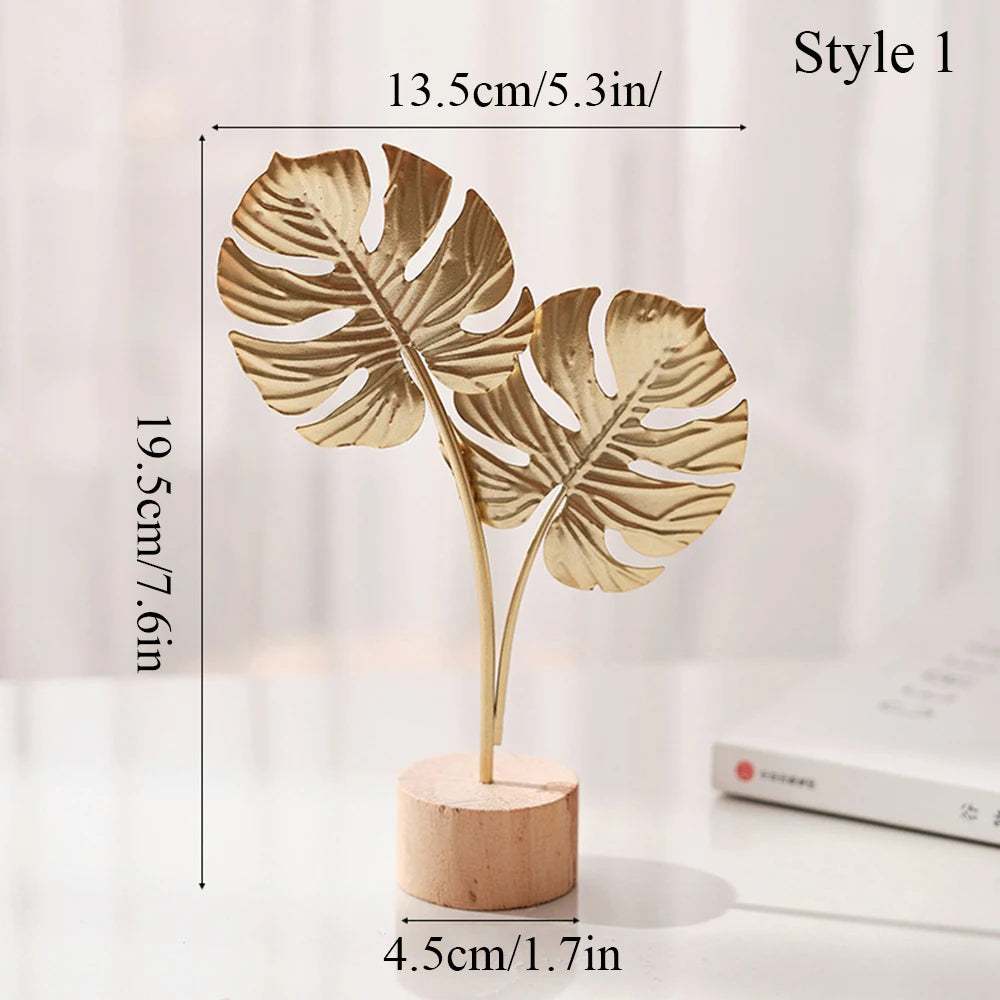 Living Room Decor Nordic Gold Ginkgo Leaf Craft
