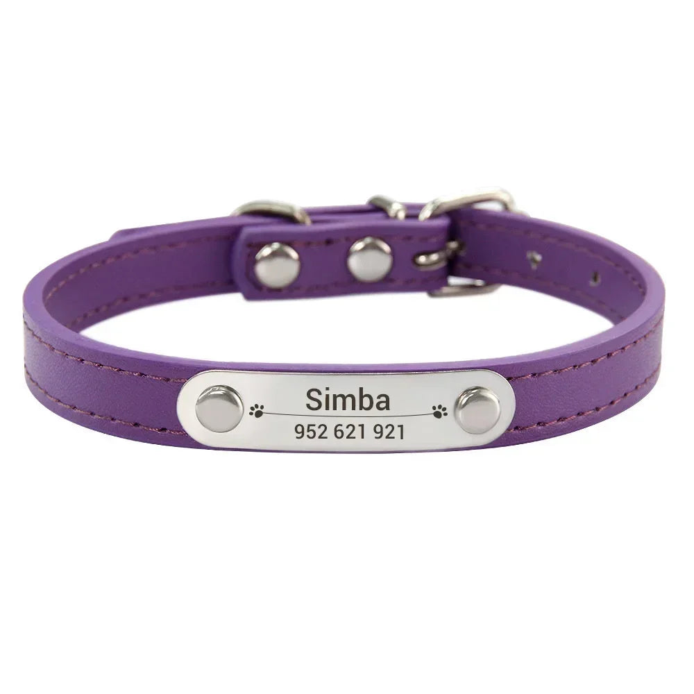 Dog Name Carved ID Anti-lost Collar