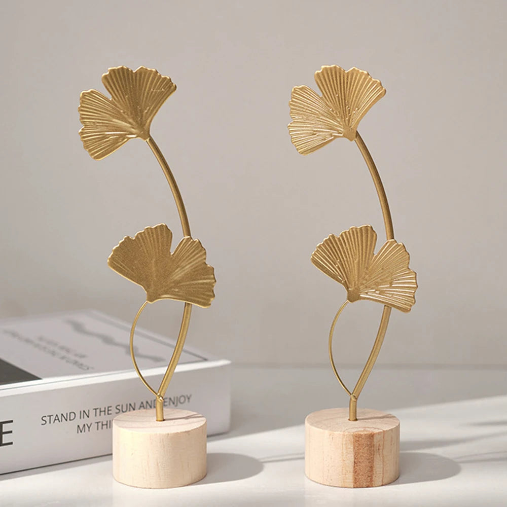 Living Room Decor Nordic Gold Ginkgo Leaf Craft