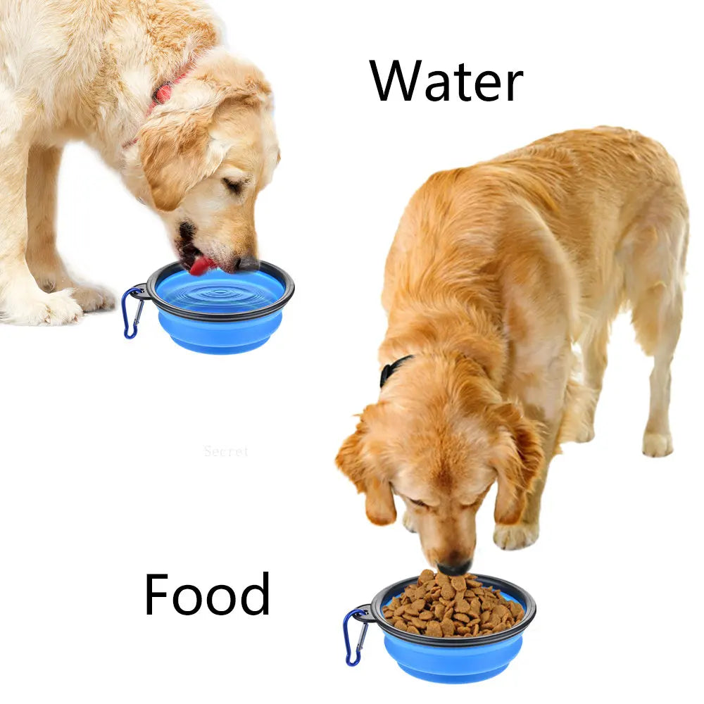Pet Outdoor Travel Silicone Food Water Bowl