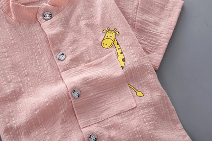 Kids Cartoon Tops Denim Shorts