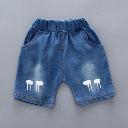 Kids Cartoon Tops Denim Shorts