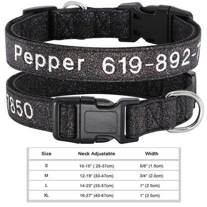 Dog Adjustable Nylon Embroidered Collar