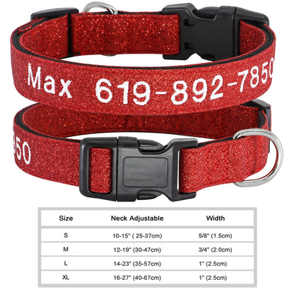 Dog Adjustable Nylon Embroidered Collar