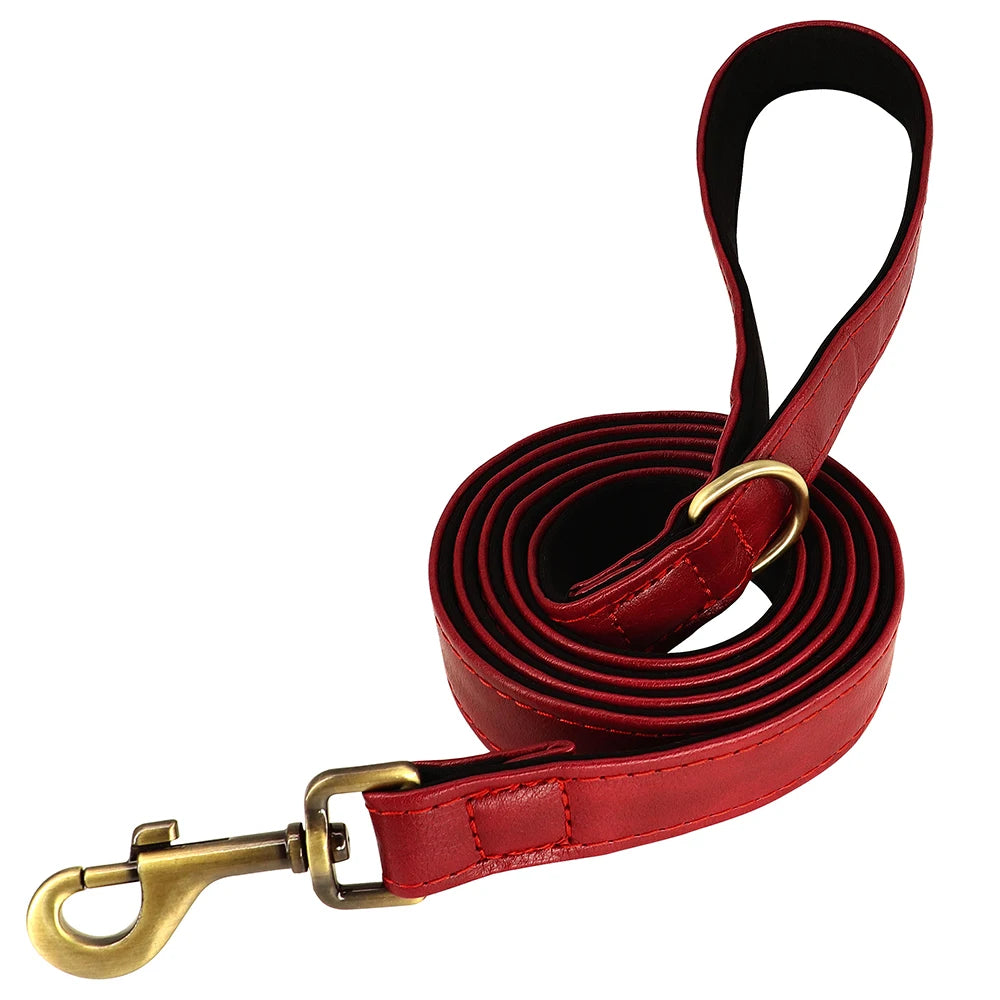 Dog Customized Leather Collar Leash Set