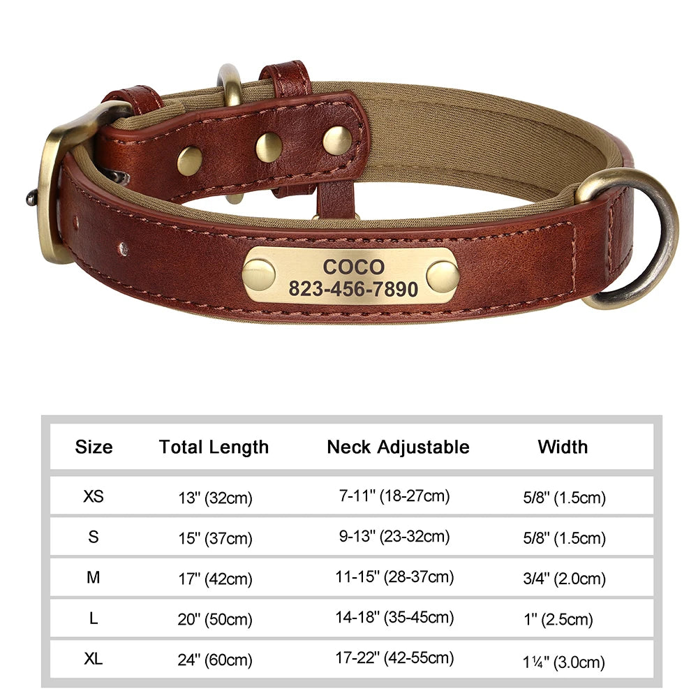 Dog Custom Engraved PU Leather Collar