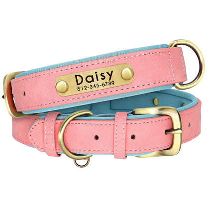 Dog Customized Leather Collar Leash Set