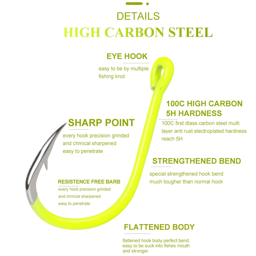 Sharp High-carbon Steel Fishhooks Barbed